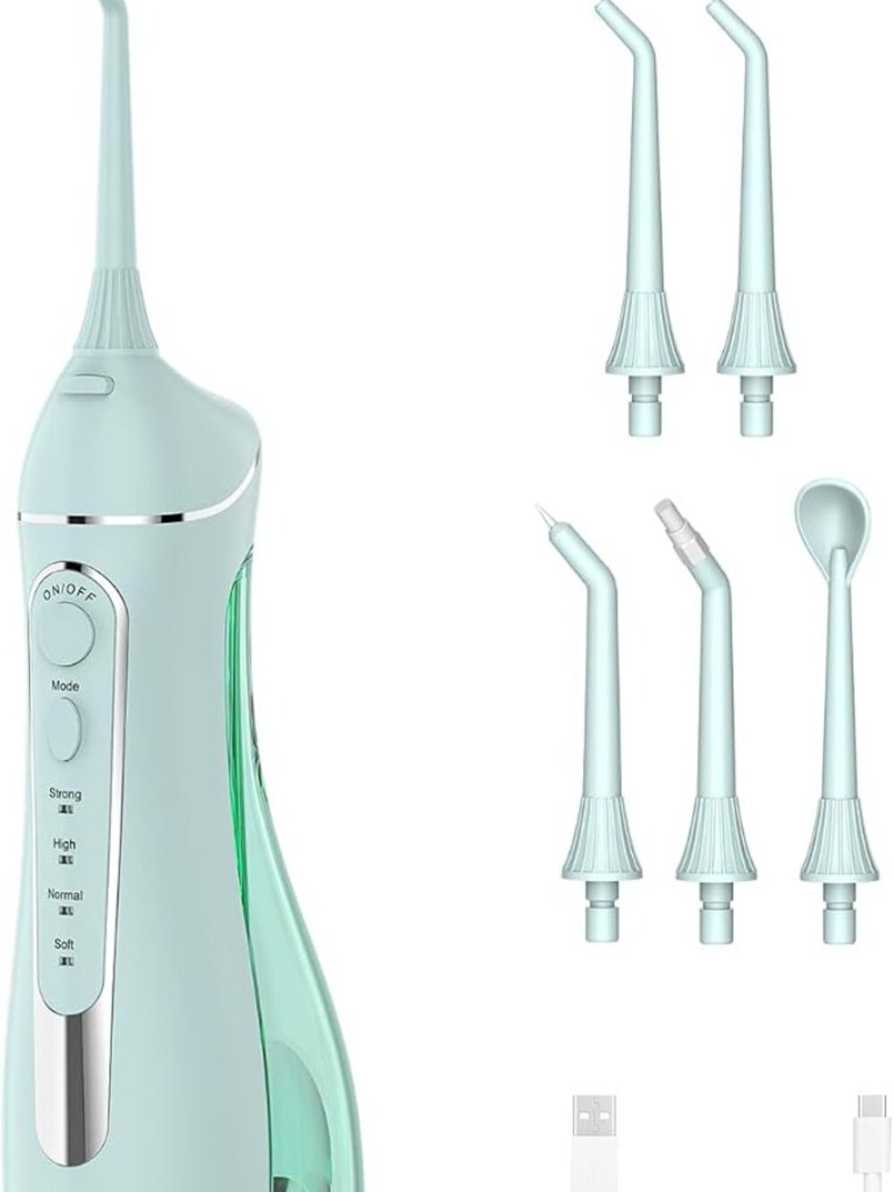 Cordless Water Dental Flosser for Teeth, Rechargeable, 4 Modes & 5 Jet Tips